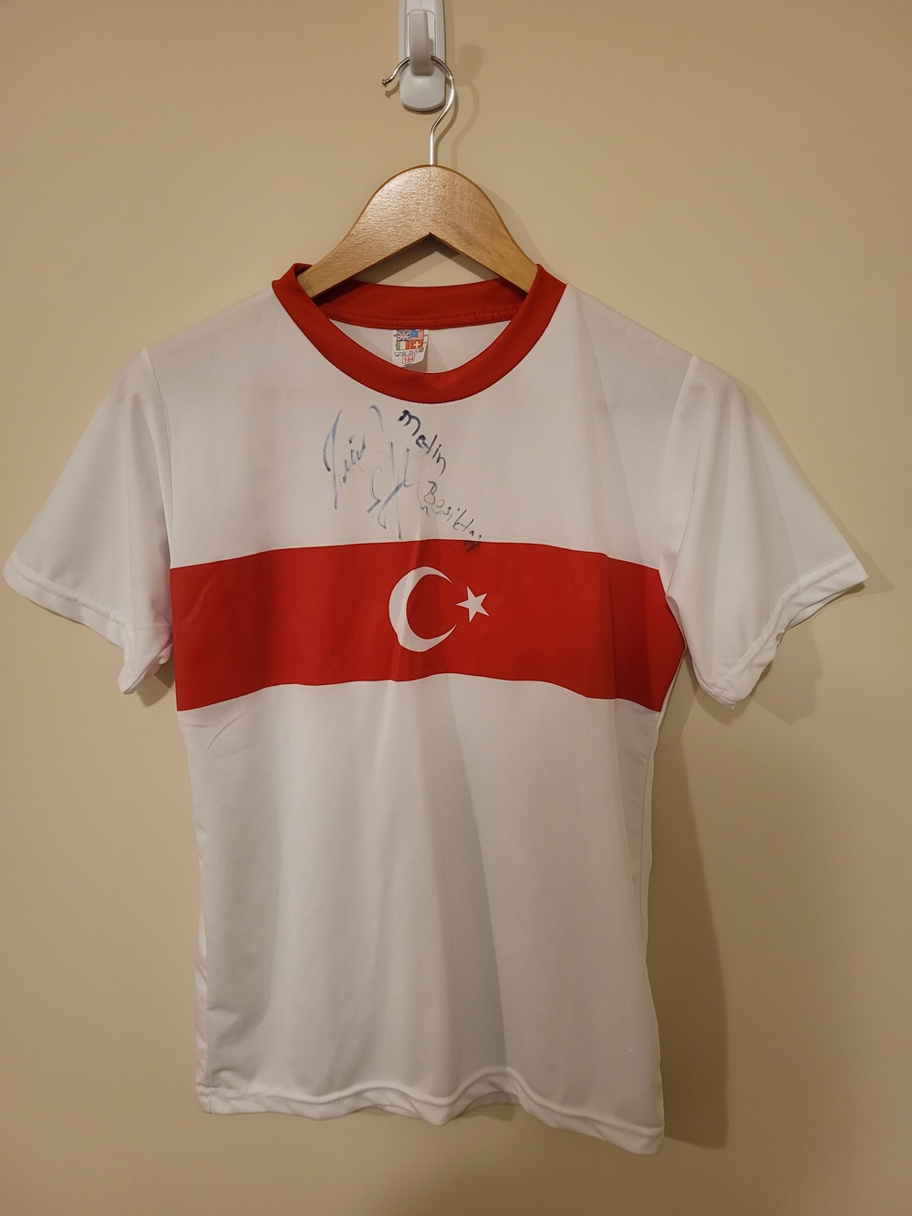Vintage Autographed Turkey (Türkiye) National Soccer Team Kids Jersey 164cm